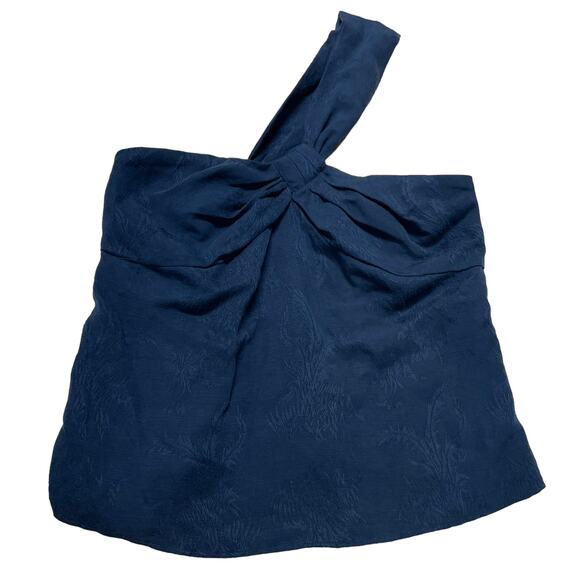 Veronica Beard NWT Belinda One Shoulder Jacquard Top Color Ink Blue Size 4 - Picture 3 of 10